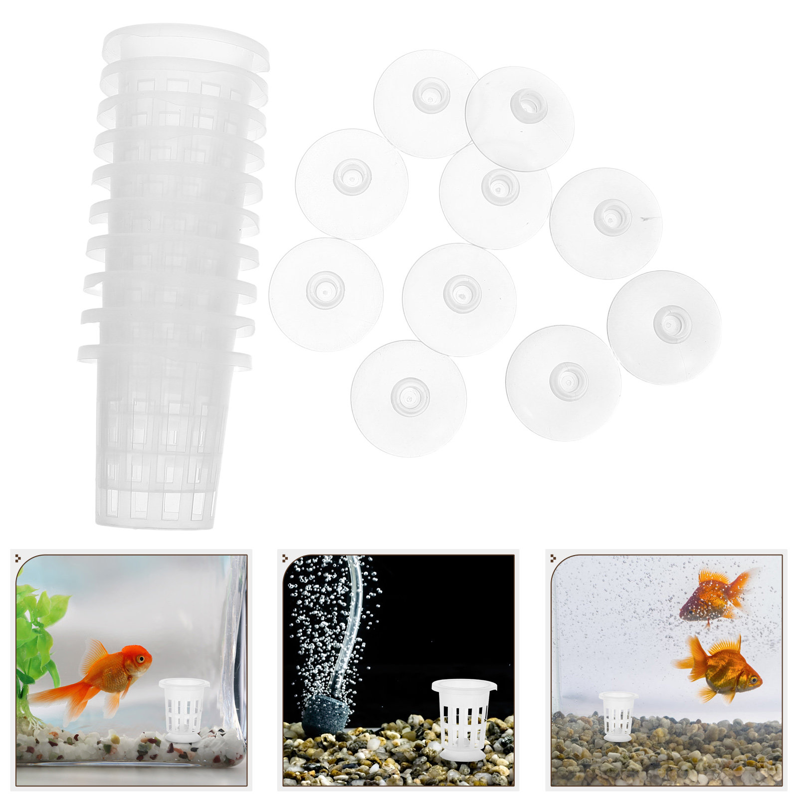 Aquarium Planted - 1Set Hydroponic Net Pot with Suction