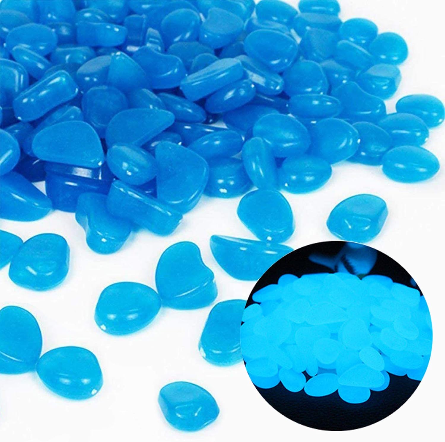 Planted Aquarium With Rocks - Fish Tank Rocks Glow Blue Pebbles