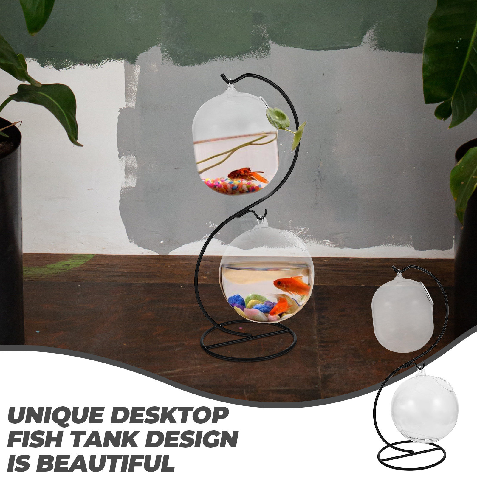 Aquarium Planted - 1Set Transparent Desktop Fish Bowl Glass